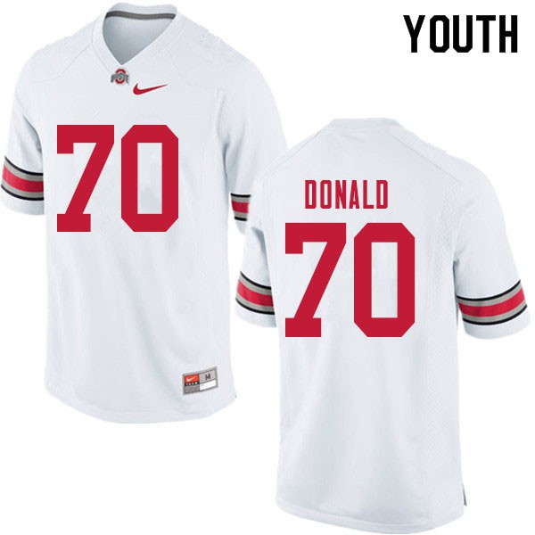 Ohio State Buckeyes #70 Noah Donald Youth Official Jersey White OSU15863